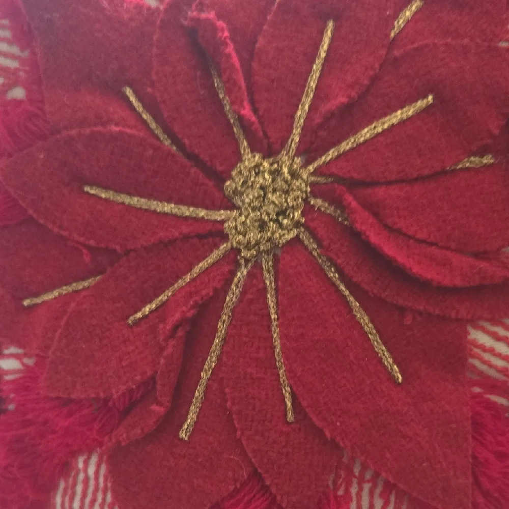 Holiday Time Red and Gold Poinsettia Two Pillow